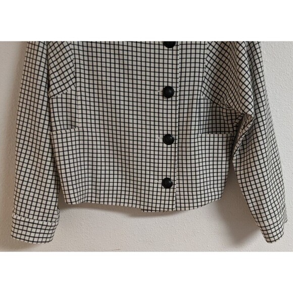 Women's CABI # 3173 Windowpane Plaid Black & White Jacket XS - Picture 4 of 13